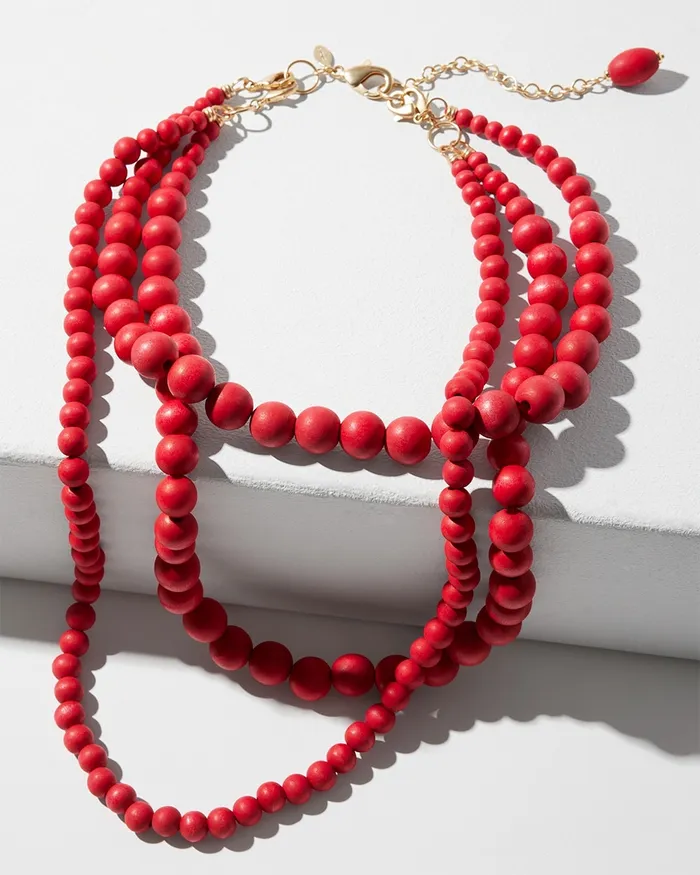 Chico039s Convertible Multistrand Necklace Red Women Necklaces