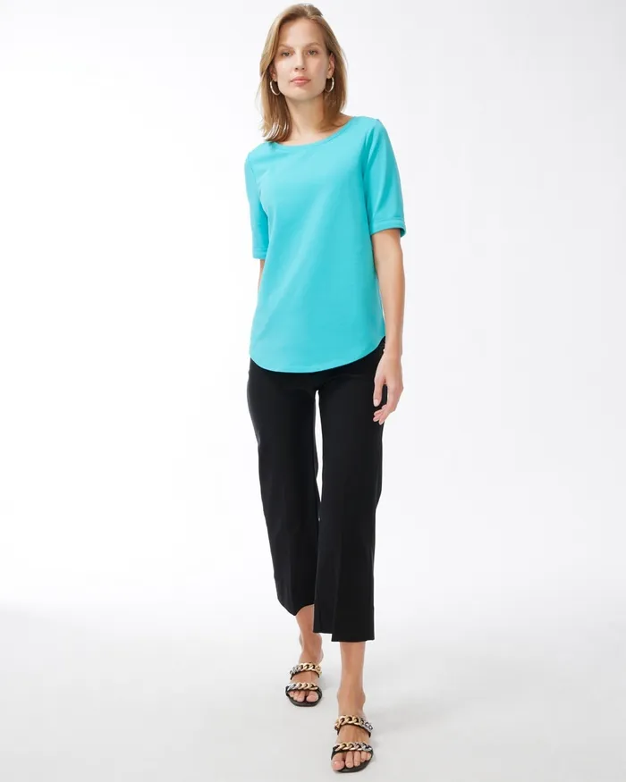 Chico039s Cotton Stretch Perfect Tee Agua Azul Women Tops