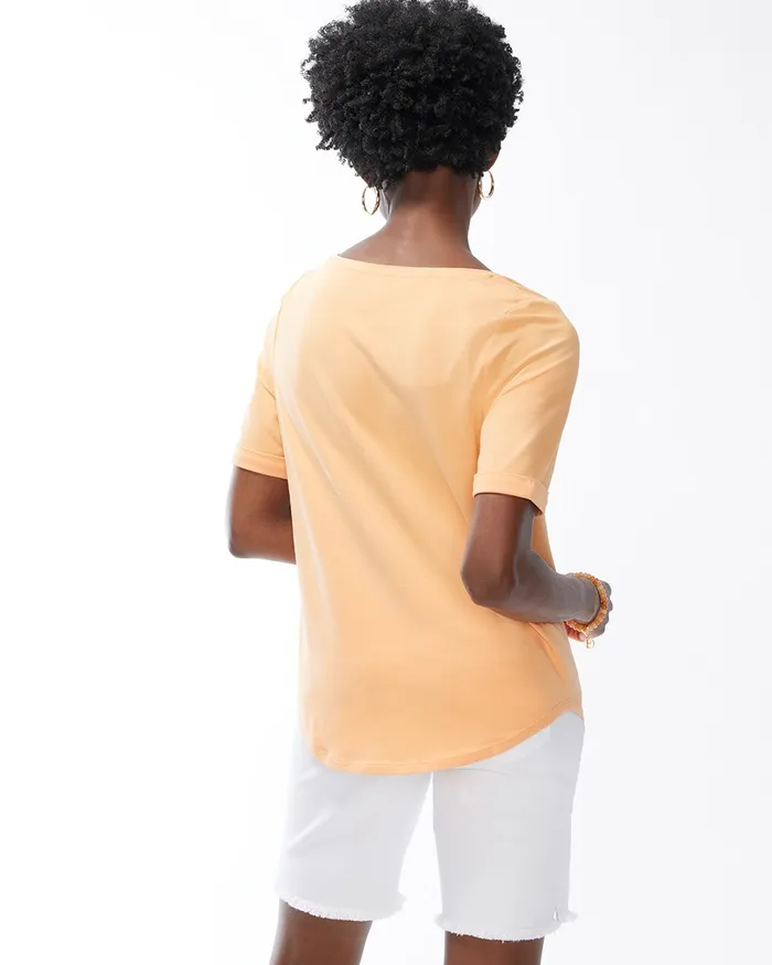 Chico039s Cotton Stretch Perfect Tee Agua Azul Women Tops