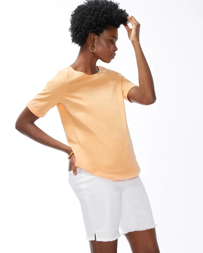 Chico039s Cotton Stretch Perfect Tee Agua Azul Women Tops