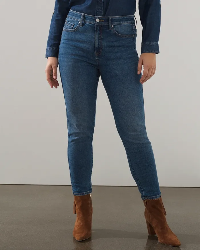 Chico039s DefineMe Denim Curvy Slim Ankle Jeans Cherrybark Indigo Women Jeans and Denim