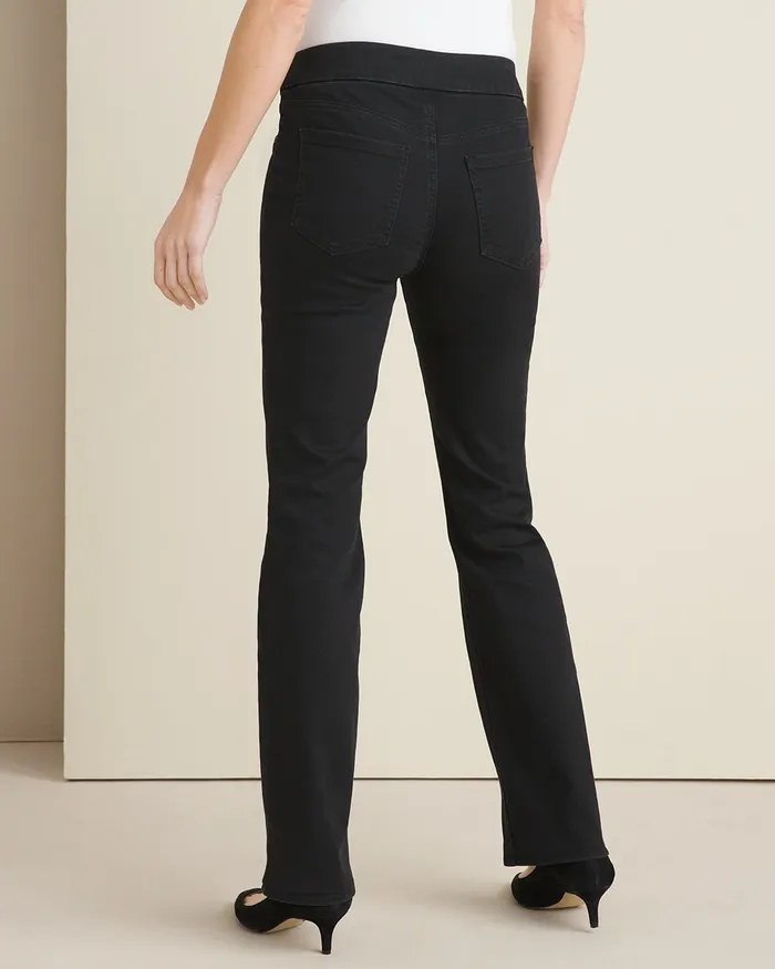 Chico039s Denim PullOn Slim Boot Jeggings Black Rinse Women Jeans and Denim