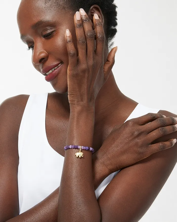 Chico039s Elephant Drop Off Stretch Bracelet Purple Women Bracelets