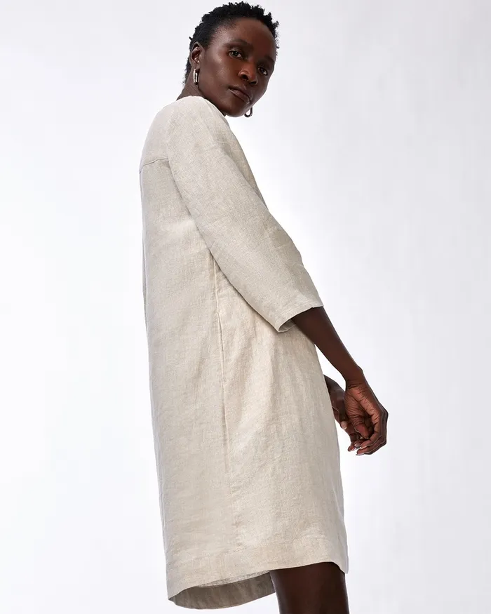 Chico039s Embellished Beaded Linen Dress Blue Veil Women Dresses and Skirts