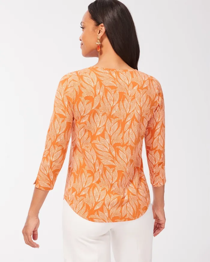 Chico039s Foliage 34 Sleeve Perfect Tee Burnished Clay Women Tees