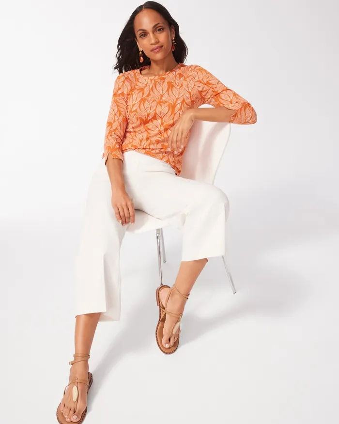 Chico039s Foliage 34 Sleeve Perfect Tee Burnished Clay Women Tees
