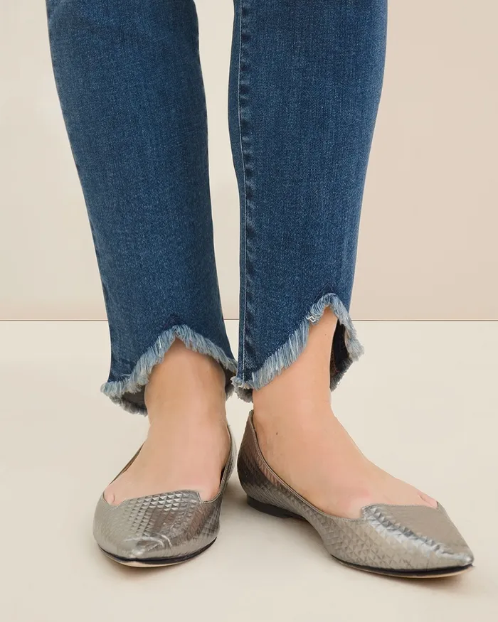 Chico039s Frayed Hem PullOn Jegging Moonflower Indigo Women Jeans and Denim