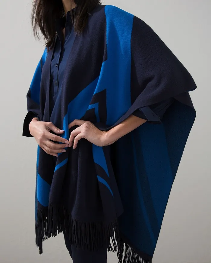 Chico039s Fringe Sweater Ruana Ocean Air Women Tops