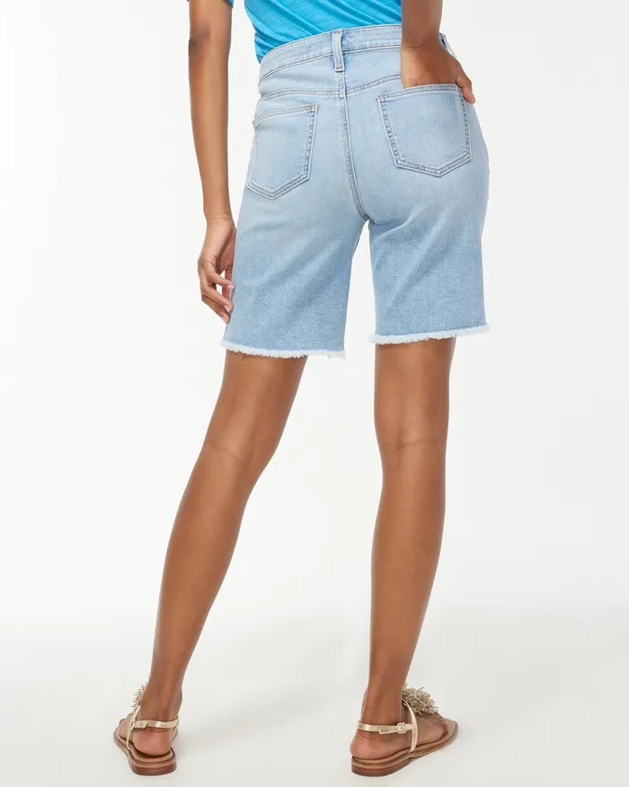 Chico039s Girlfriend 7034 Fray Hem Shorts Cerulean Indigo Women Shorts