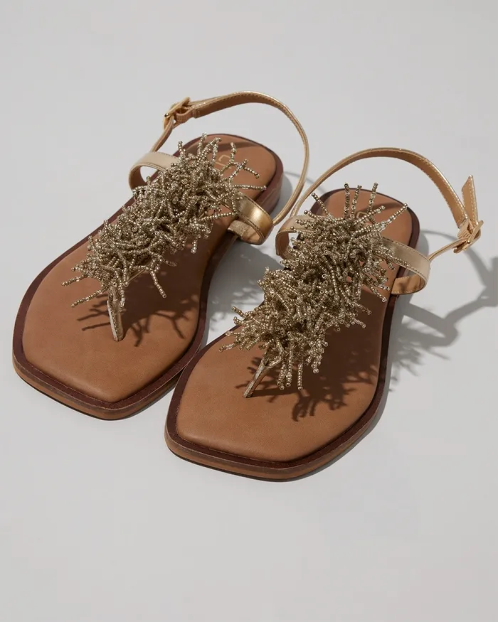 Chico039s Gold TStrap Sandals Gold Women Shoes