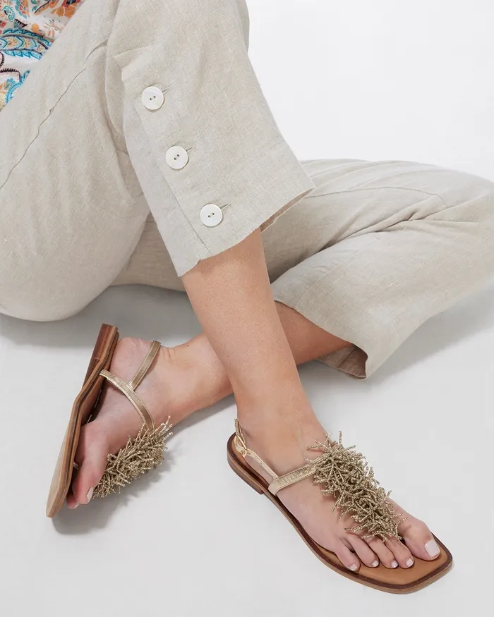 Chico039s Gold TStrap Sandals Gold Women Shoes