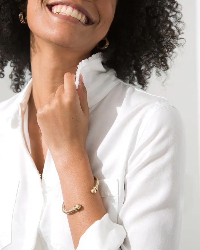 Chico039s Gold Tone Flex Cuff Bracelet Gold Women Bracelets