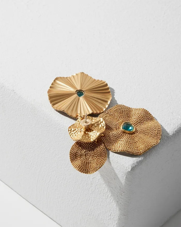 Chico039s GoldTone Textured Drop Earrings Gold Women Earrings