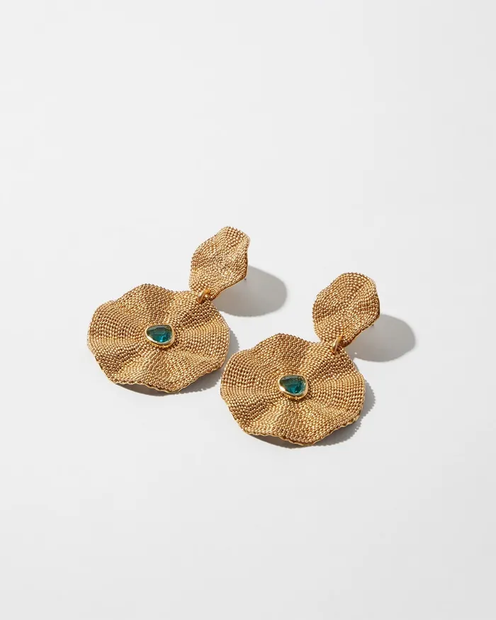 Chico039s GoldTone Textured Drop Earrings Gold Women Earrings