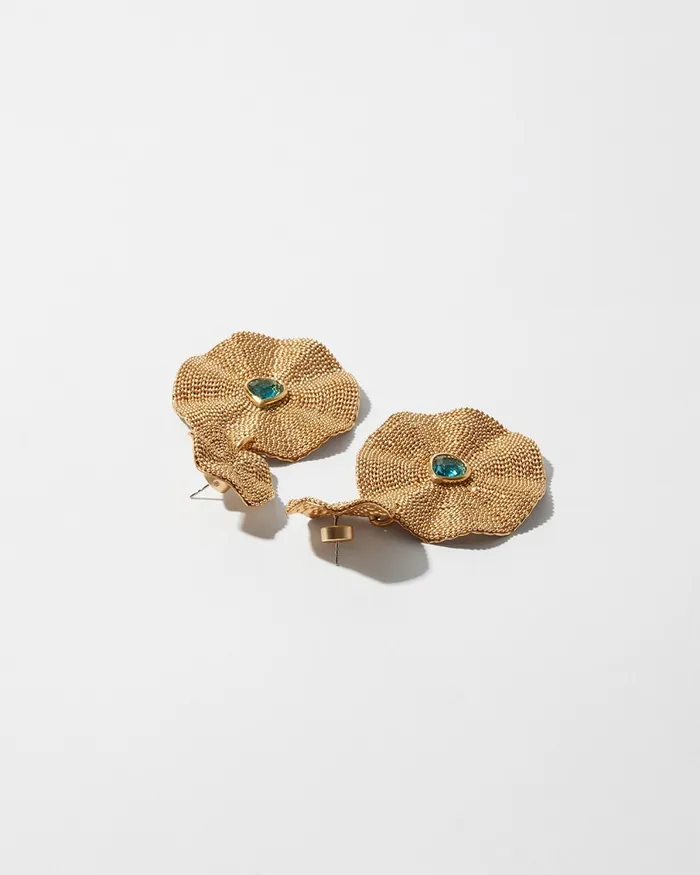 Chico039s GoldTone Textured Drop Earrings Gold Women Earrings