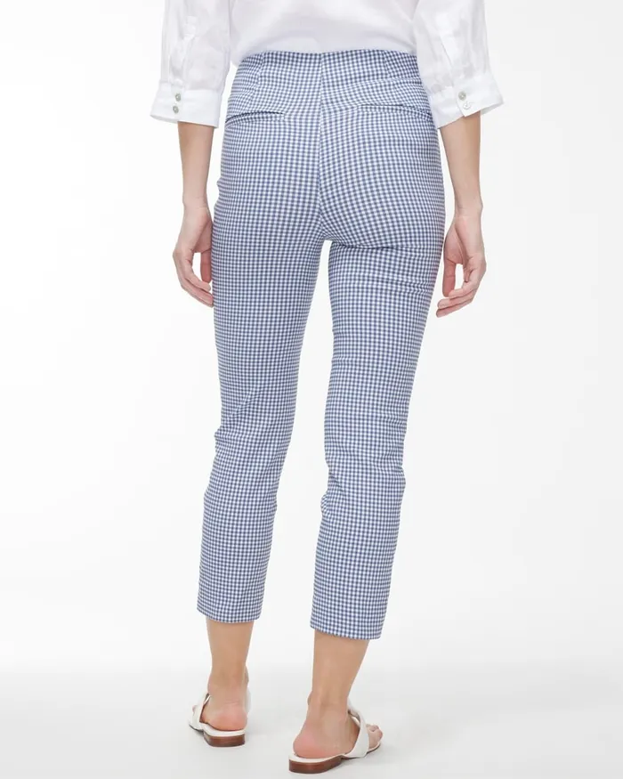 Chico039s Juliet Gingham Straight Crops Bijou BlueAlabaster Women Pants