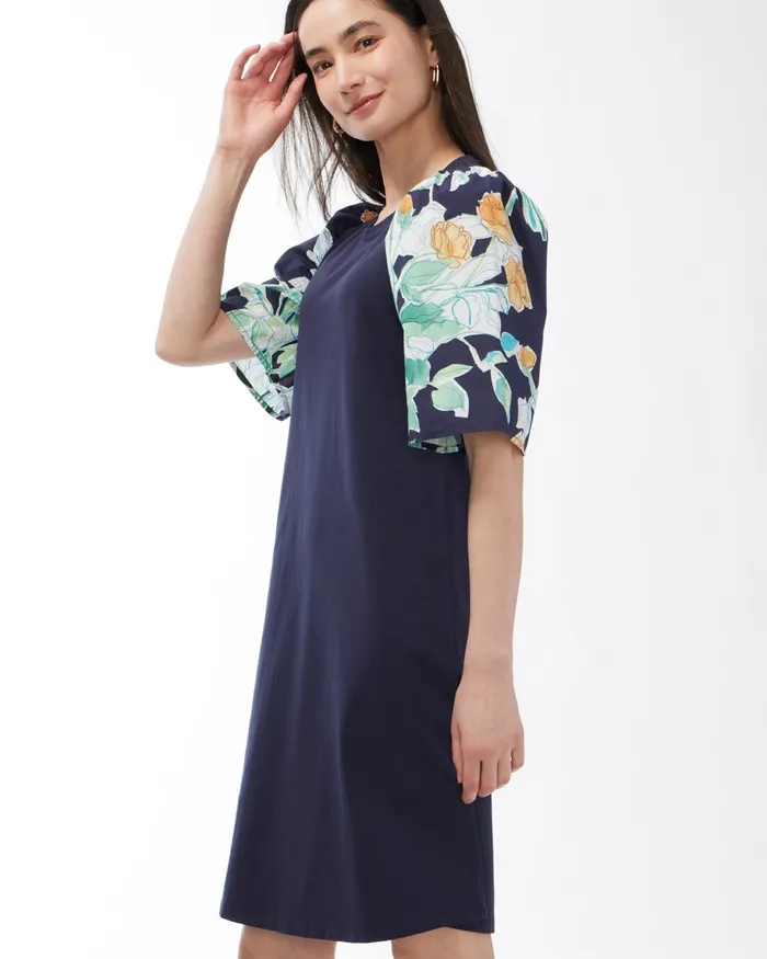 Chico039s Knit Mix Bell Sleeve Dress Classic Navy Women Dresses and Skirts