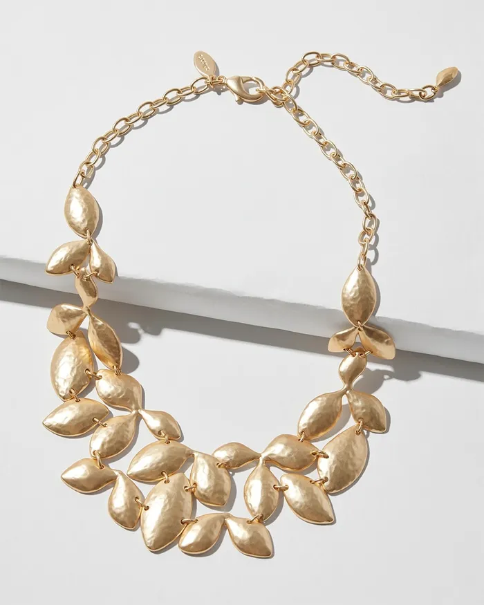 Chico039s Leaf Bib Necklace Gold Women Necklaces