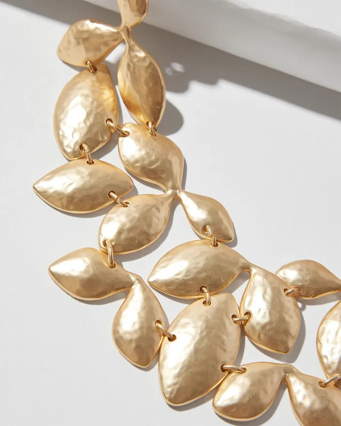 Chico039s Leaf Bib Necklace Gold Women Necklaces