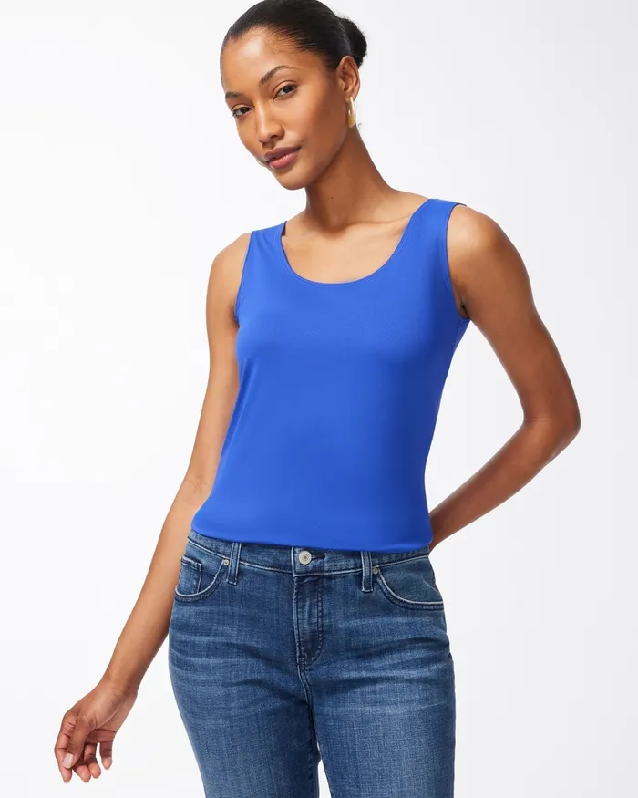 Chico039s Microfiber Tank Blue Grotto Women Tops