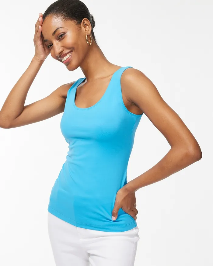 Chico039s Microfiber Tank Poolside Blue Women Tees