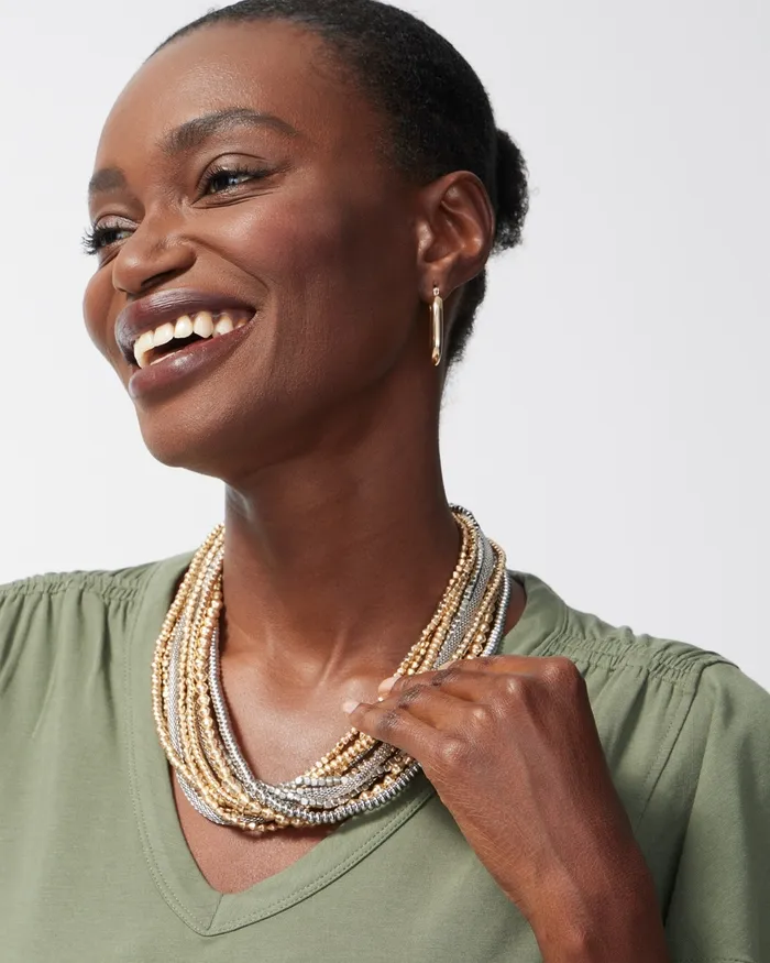 Chico039s Mixed Metals Multistrand Necklace Mixed Metals Women Necklaces