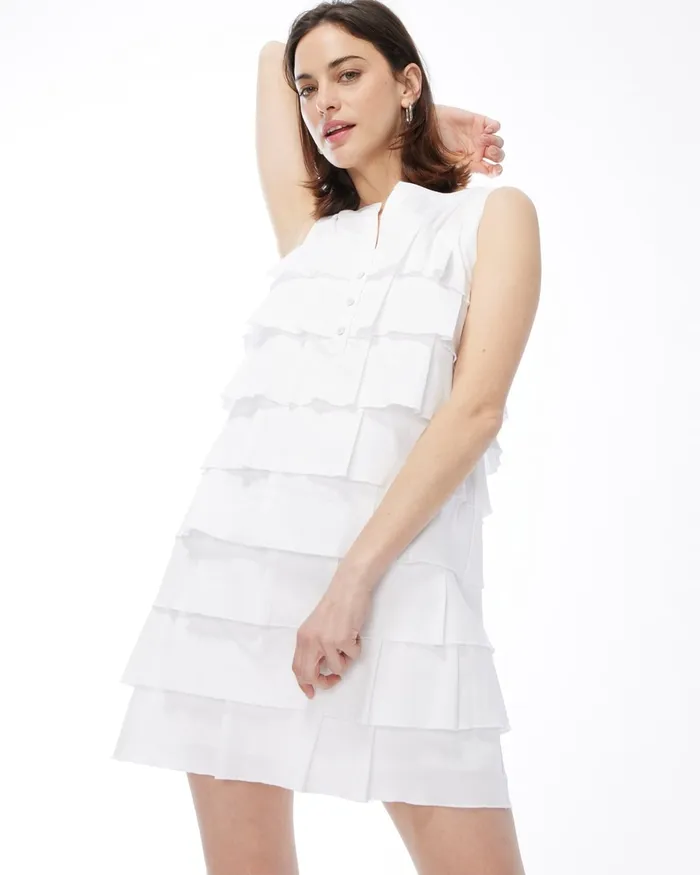 Chico039s MultiTier Shift Dress Alabaster Women Dresses and Skirts