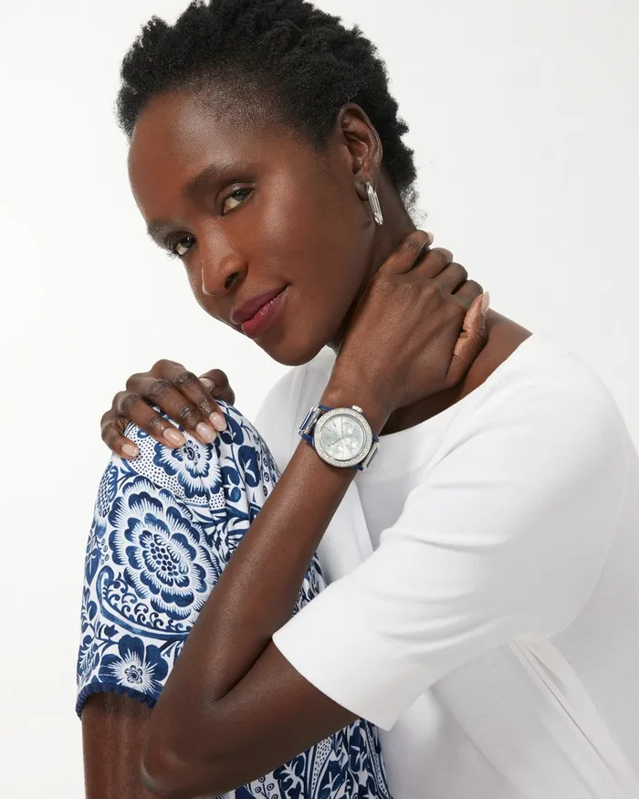 Chico039s Navy and Silver Tone Watch Navy Women Watches