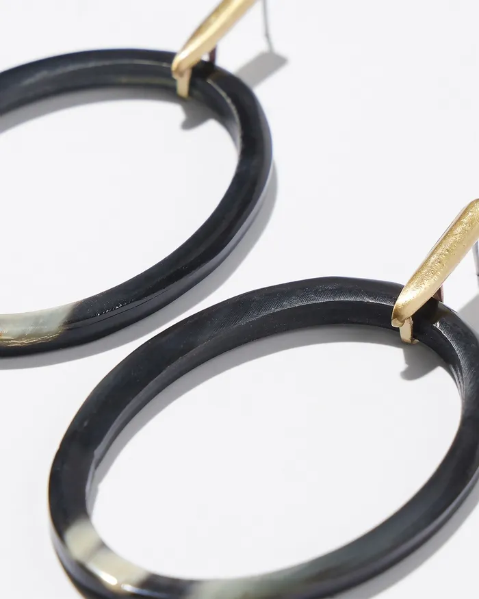 Chico039s Oval Drop Hoop Earrings Black Women Earrings