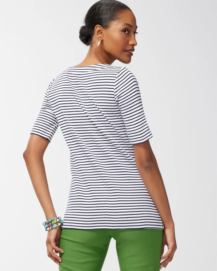 Chico039s Pima Everyday Stripe Tee Alabaster Women Tees