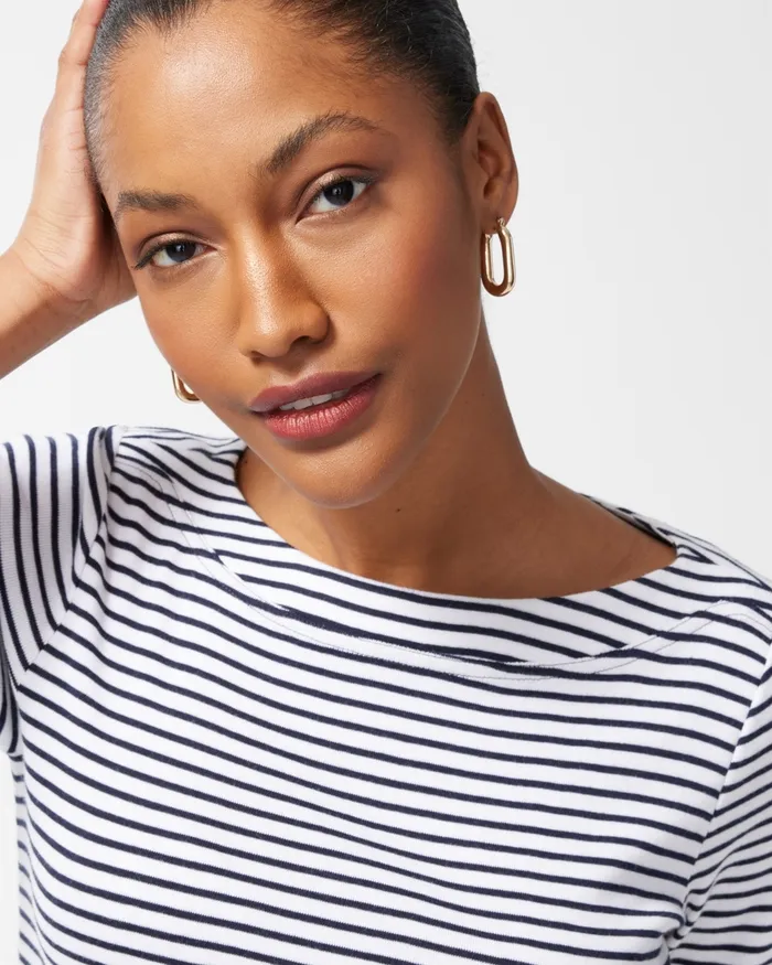 Chico039s Pima Everyday Stripe Tee Alabaster Women Tees