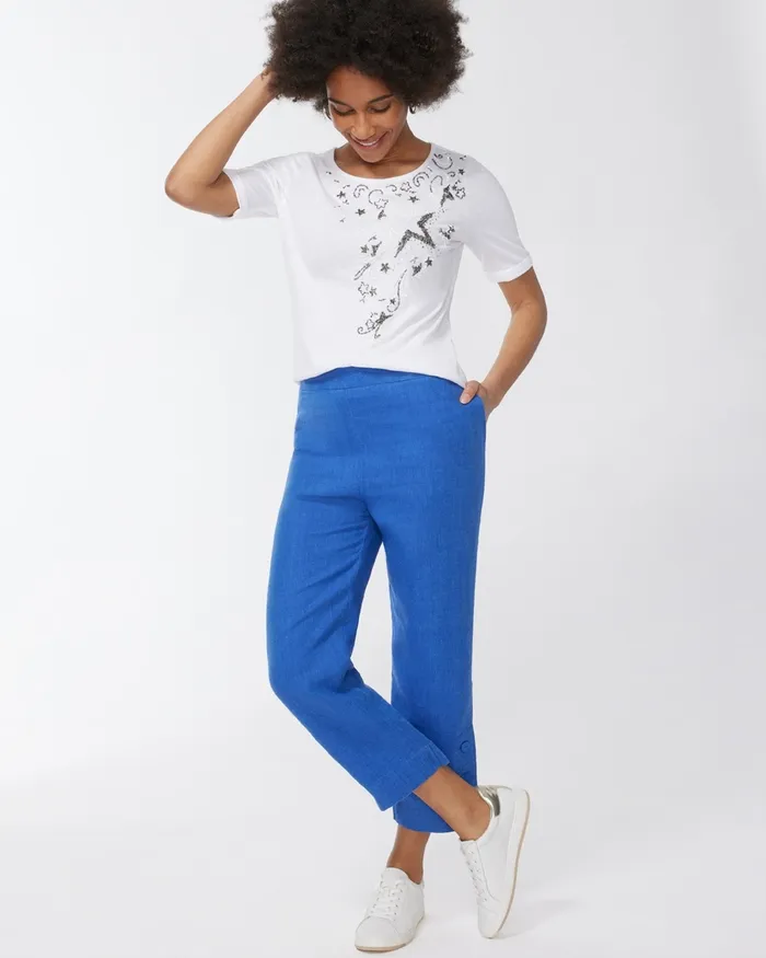 Chico039s Star Spangled White Slub Tee Alabaster Women Tees