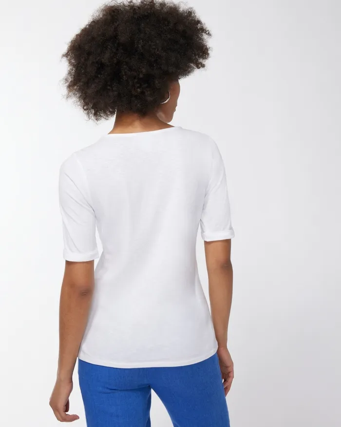 Chico039s Star Spangled White Slub Tee Alabaster Women Tees