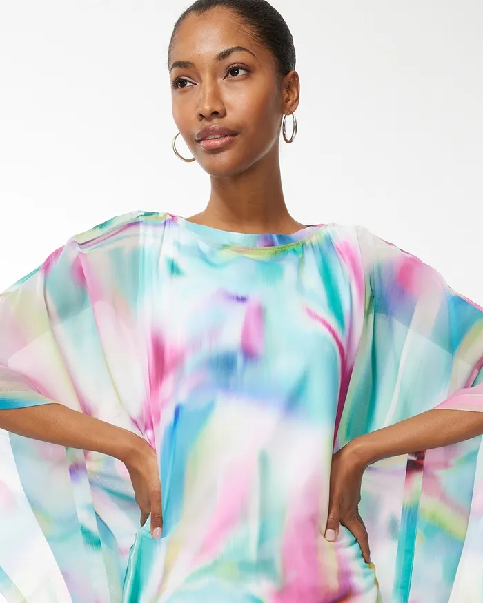 Chico039s Tie Dye Sheer Poncho Hint Of Mint Women Tops