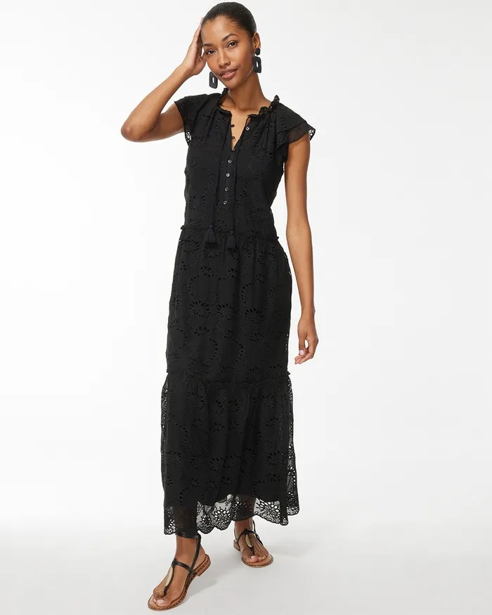 Chico039s Tiered Midi Dress Alabaster Women Dresses and Skirts