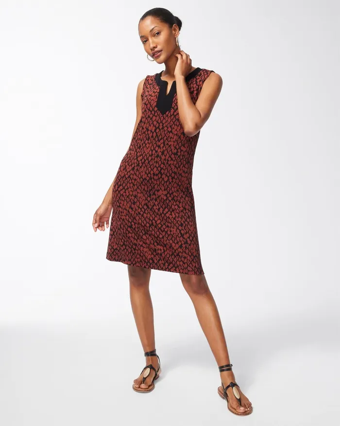 Chico039s Travelers Diamond Print Kurta Dress Brazilwood Women Dresses and Skirts