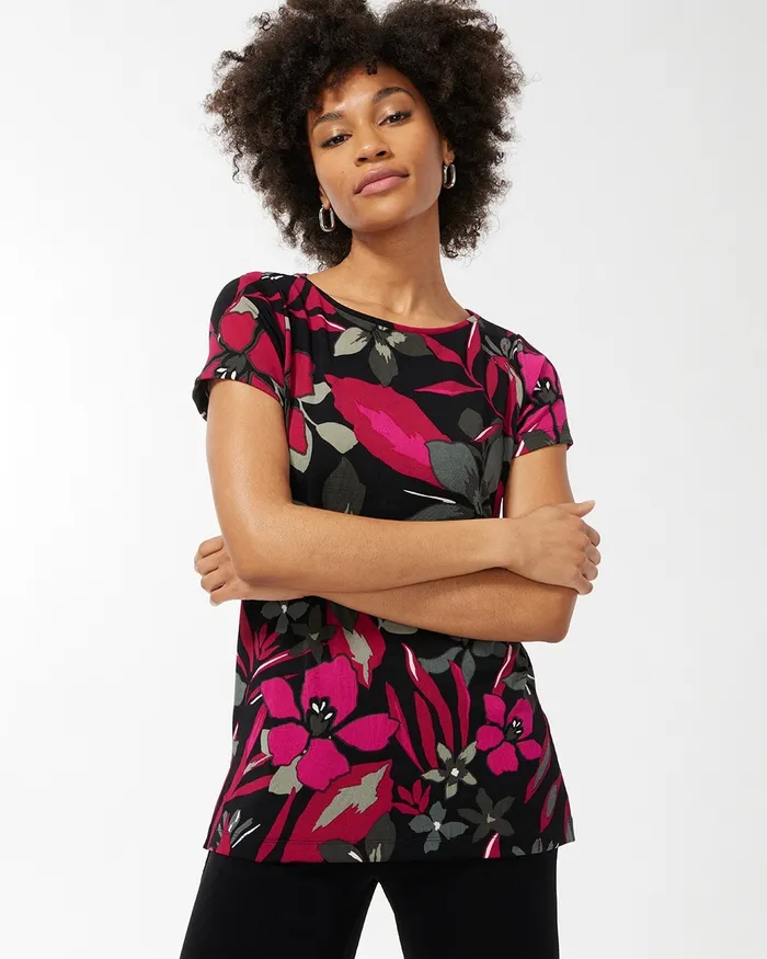 Chico039s Travelers Floral Tunic Botanic Berry Women Tops
