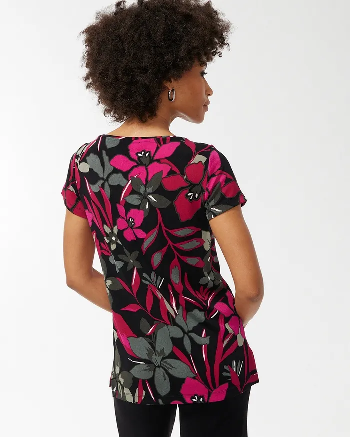 Chico039s Travelers Floral Tunic Botanic Berry Women Tops