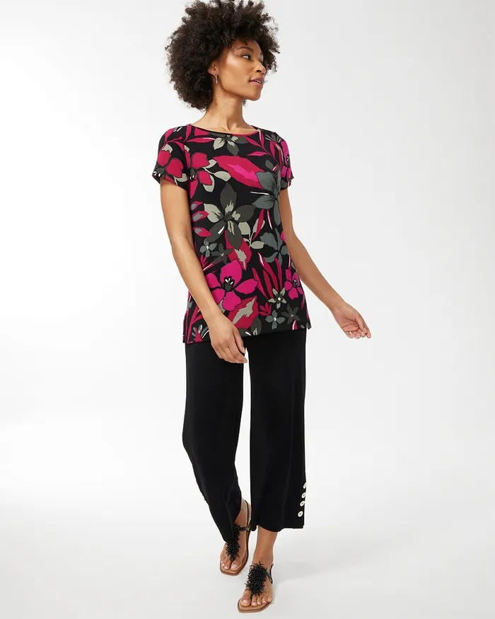 Chico039s Travelers Floral Tunic Botanic Berry Women Tops