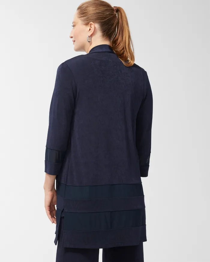 Chico039s Travelers Mesh Inset Jacket Travelers India Ink Women Sweaters
