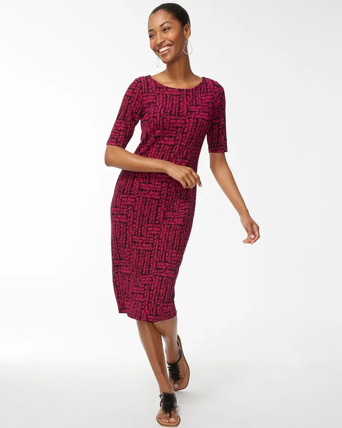 Chico039s Travelers Pebble Print Dress Botanic Berry Women Dresses and Skirts