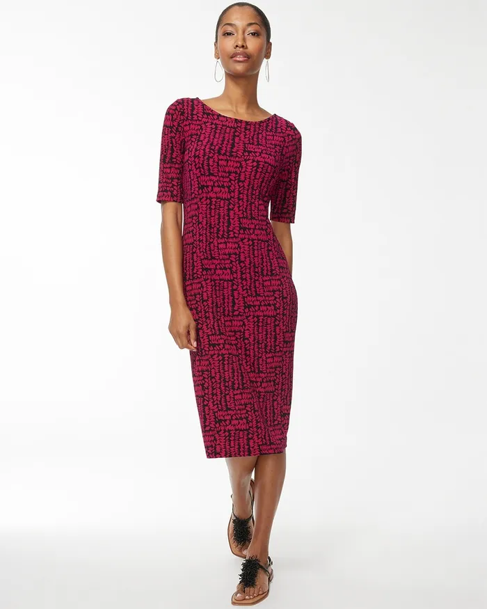 Chico039s Travelers Pebble Print Dress Botanic Berry Women Dresses and Skirts