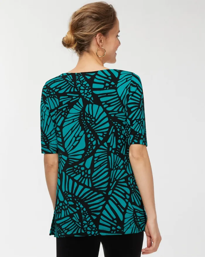 Chico039s Travelers Wing Elbow Sleeve Tunic Travelers Harbour Green Women Tops