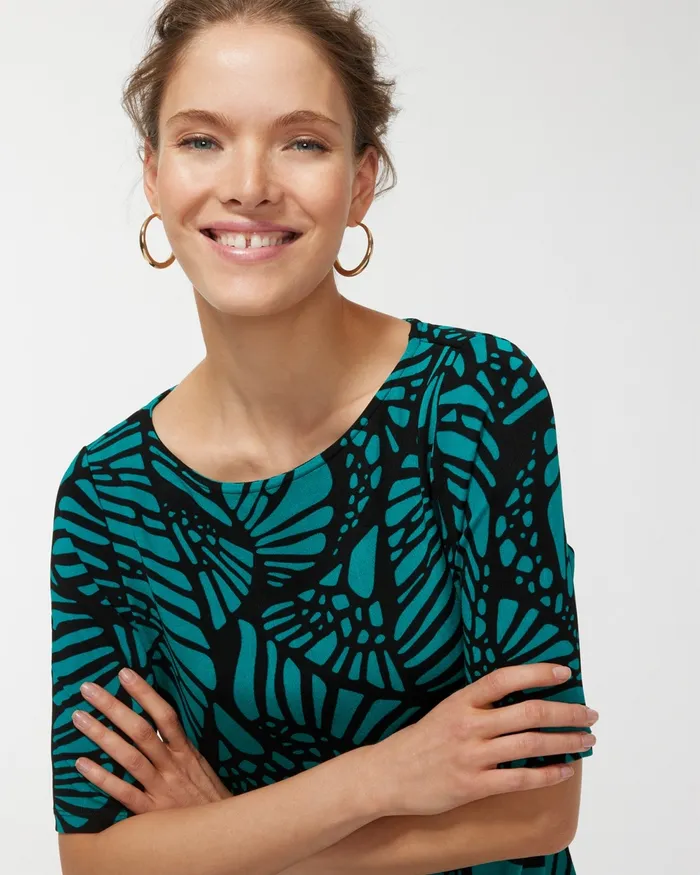 Chico039s Travelers Wing Elbow Sleeve Tunic Travelers Harbour Green Women Tops