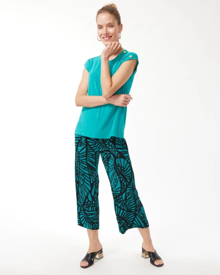 Chico039s Travelers Wing Print Crops Travelers Harbour Green Women Matching Sets