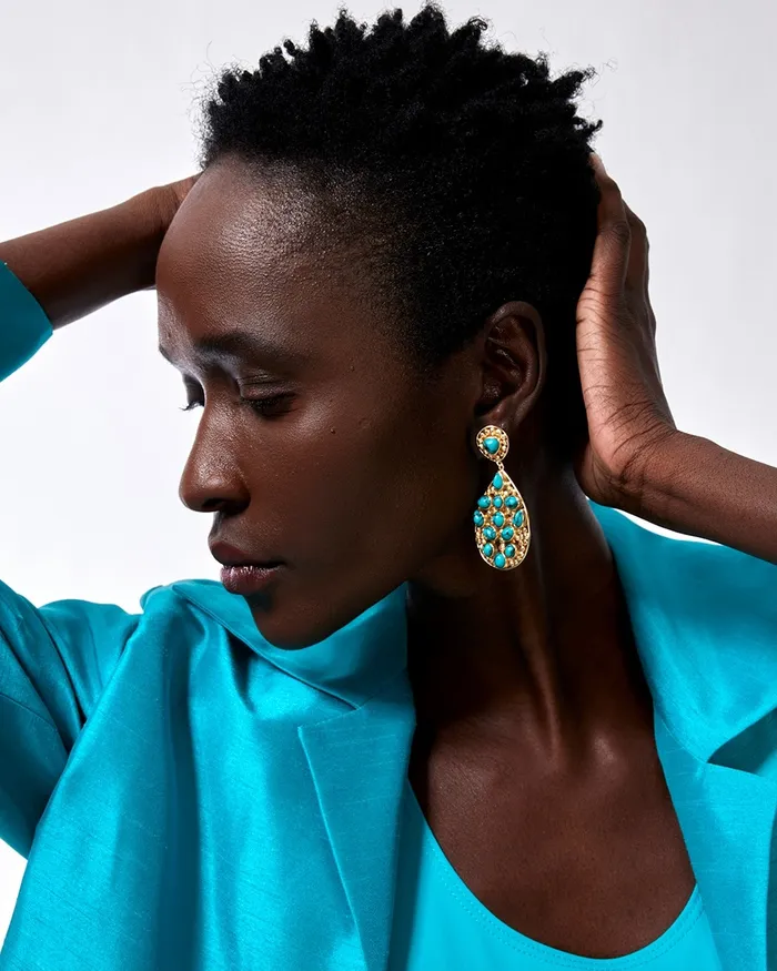 Chico039s Turquoise Beaded Drop Earrings Turquoise Women Earrings
