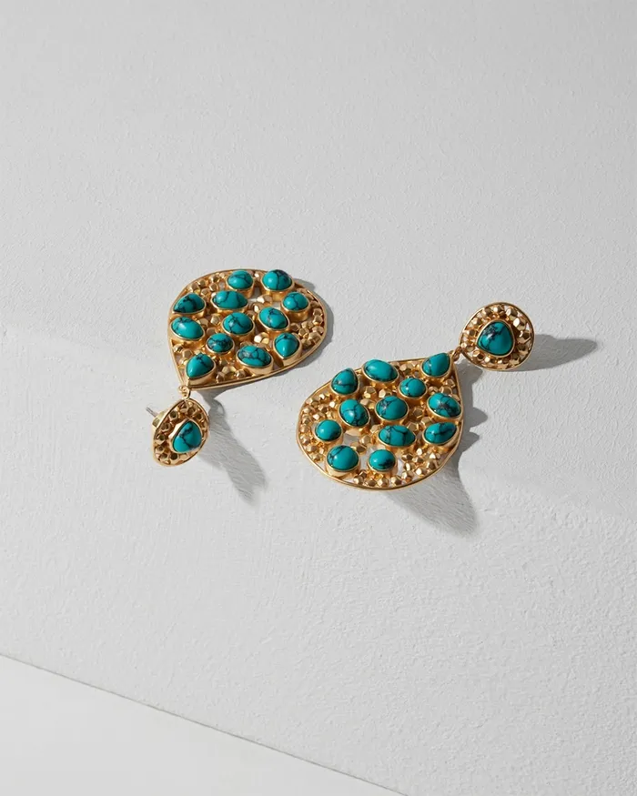 Chico039s Turquoise Beaded Drop Earrings Turquoise Women Earrings