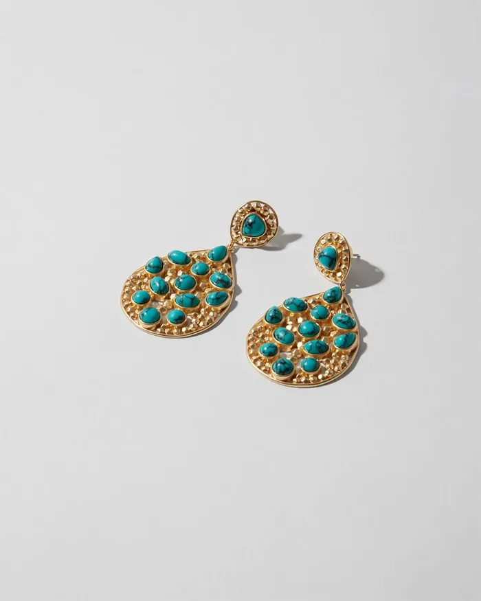 Chico039s Turquoise Beaded Drop Earrings Turquoise Women Earrings