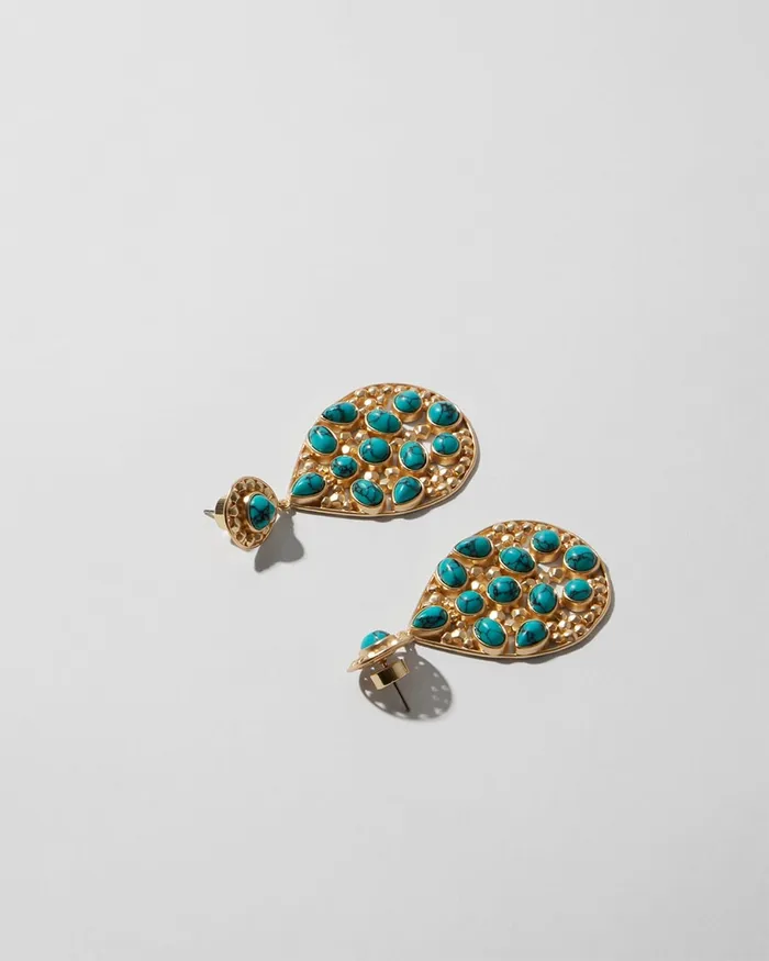 Chico039s Turquoise Beaded Drop Earrings Turquoise Women Earrings