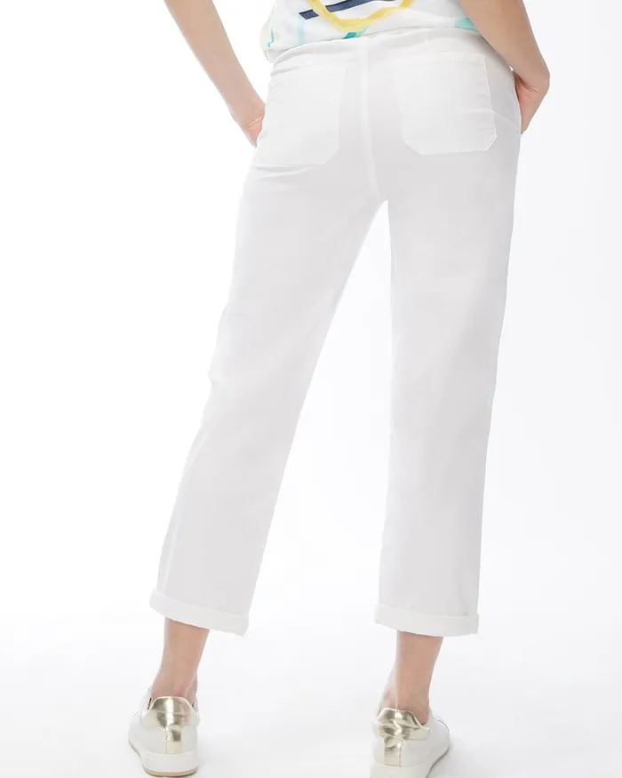 Chico039s White Eyelet Convertible Hem Crops Alabaster Women Pants